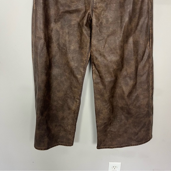 FREE PEOPLE WE THE FREE MISHA VEGAN PANTS FAUX LEATHER SIZE 30 IN BROWN - Picture 12 of 16